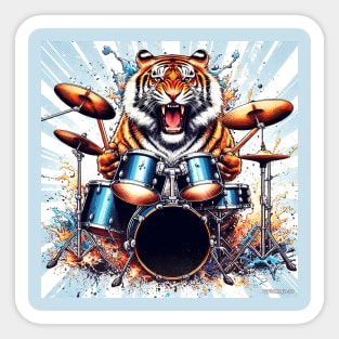 Tiger Drumming Sticker